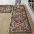 GENIMO Kitchen Mats for Floor 2PCs, Washable Anti Fatigue Mat for Cushioned, 17.3"x59"+17.3"x30", Waterproof Kitchen Rugs, Non Slip Comfort Standing Mat Rug for Home, Sink, Laundry, Bordeaux