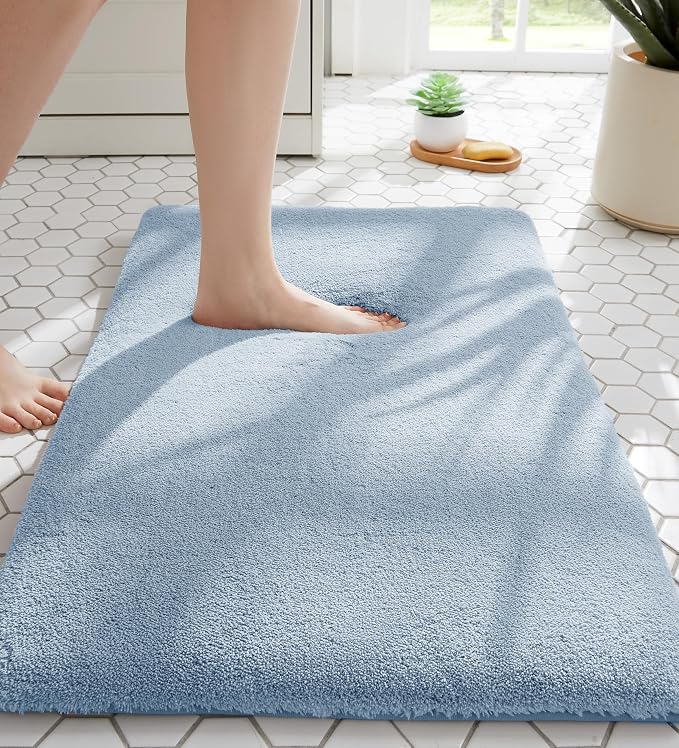 MINIDEAR Bathroom Rugs 32x20 Light Blue - Thick Memory Foam Bath Mat, Ultra Soft & Plush Non-Slip, Quick Dry, Absorbent Washable Floor Microfiber Mat for, Home Decor Accessories