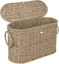 efluky Toilet Paper Storage Basket, Seagrass Slim Toilet Paper Holder with Lid- Holds Up to 9 Mega Rolls, Home Bathroom Decor Organizer