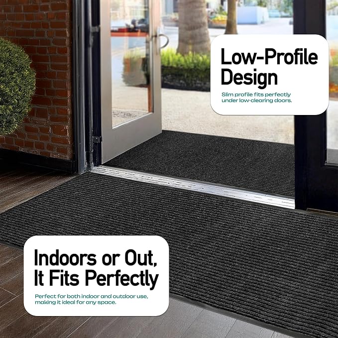 MaxMat® Extra Large Commercial Door Mat, Rubber Border Heavy Duty Door Mat, Waterproof, Low-Profile, Easy to Clean, Rubber Entry Mat. (Black, 3 x 6 feet)