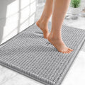 OLANLY Thick Small Bathroom Rugs 24x16, Extra Soft Absorbent Chenille Bath Rugs, Rubber Backing, Machine Wash Dry, Bath Mats for Bathroom Floor, Tub and Shower, Home Decor Accessories, Light Grey