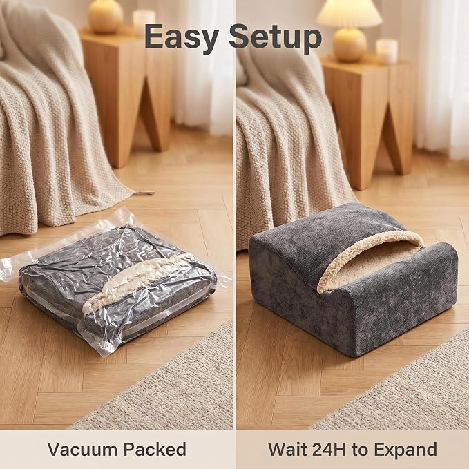 Foot Rest for Under Desk at Work, Office Footrest with Warm Feet Pocket,Ergonomic Under Desk Footrest with Washable Cover, Stool for Office Chair & Back &Pain Relief (Dark Gray+)