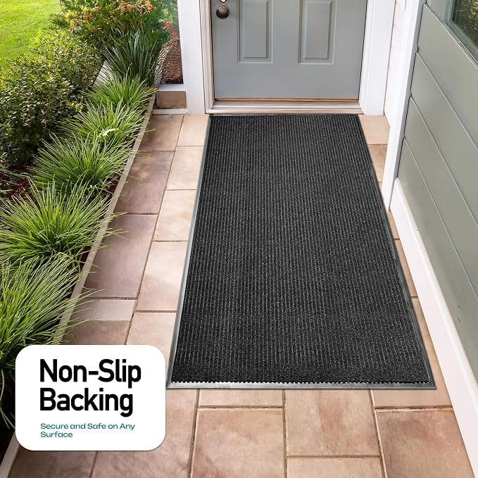 MaxMat® Extra Large Commercial Door Mat, Rubber Border Heavy Duty Door Mat, Waterproof, Low-Profile, Easy to Clean, Rubber Entry Mat. (Black, 3 x 6 feet)