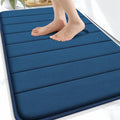 OLANLY Memory Foam Bath Mat 32x20, Super Soft Absorbent Bathroom Rugs, Quick Dry, Machine Washable Shower Floor Rugs, Bathmat Carpet, Bathroom Home Decor Accessories, Navy Blue