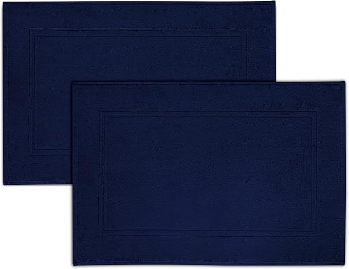 Tens Towels Pack of 2 Bath Mats 100% Cotton, 20 x 32 Inches, Super Absorbent, Hotel Quality Premium Floor Towels, Luxurious, Soft & Quick Dry, Not a Bathroom Rug, Navy