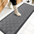 OLANLY Front Door Mat Outside Entrance 47x17, Absorbent, Heavy Duty Sturdy Natural Rubber Doormat Indoor Outdoor, Stain and Fade Resistant, Non-Slip Backing Low Profile Floor Mat for Entryway, Grey
