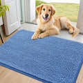 Smiry Dog Door Mat for Muddy Paws 36x24, Absorbent Dirt Trapper, Non-Slip Washable Chenille Entryway Rug for Inside Floor, Cornflower Blue, Classic Solid