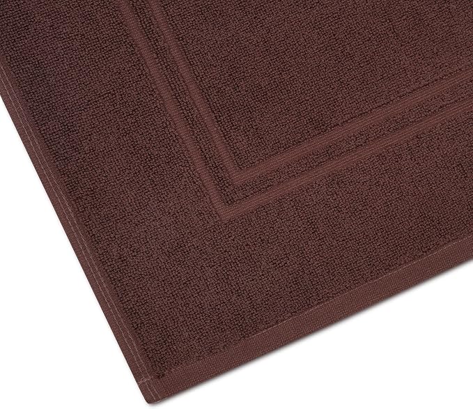 Tens Towels Pack of 2 Bath Mats 100% Cotton, 20 x 32 Inches, Super Absorbent, Hotel Quality Premium Floor Towels, Luxurious, Soft & Quick Dry, Not a Bathroom Rug (Brown)
