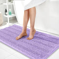 OLANLY Thick Bathroom Runner Rugs 44x24, Extra Absorbent Chenille Striped Bath Rugs, Rubber Backing, Machine Wash Dry, Long Bath Mats for Bathroom, Tub and Shower, Home Decor Accessories, Lavender