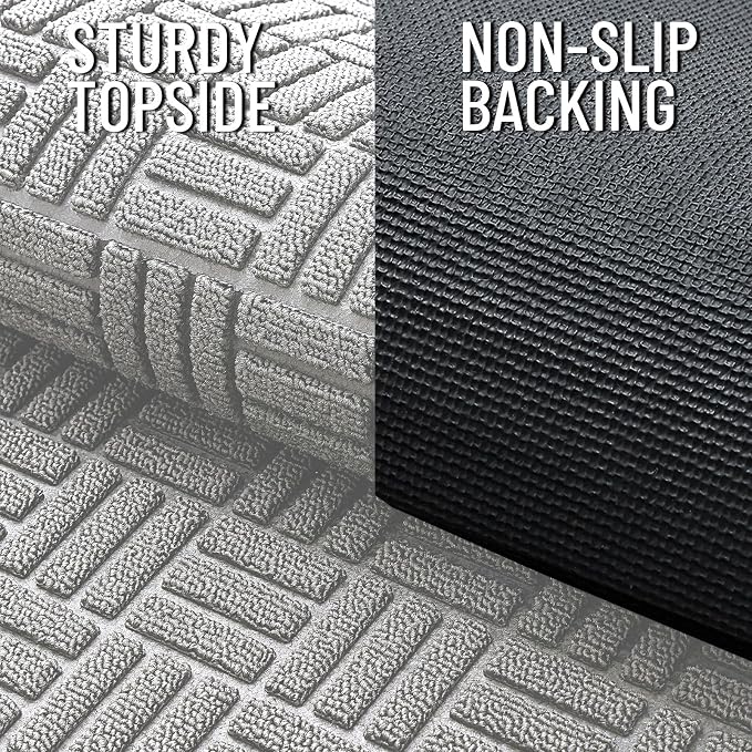 OLANLY Front Door Mat Outside Entrance 71x47, Absorbent, Heavy Duty Sturdy Natural Rubber Doormat Indoor Outdoor, Non-Slip, Stain and Fade Resistant, Low Profile Floor Mat for Entryway, Light Gray