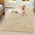 Smiry Dog Door Mat for Muddy Paws 40x32, Absorbent Dirt Trapper, Non-Slip Washable Chenille Entryway Rug for Inside Floor, Beige, Classic Solid