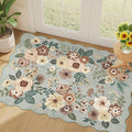 DUKINO 2x3 Entryway Rug, Floral Washable Indoor Door Mat with Non-Slip Backing, Soft Low Pile Small Front Door Throw Rugs for Entryway, Kitchen, Bedroom, Laundry, Bathroom, Sage Green