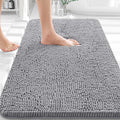 OLANLY Bathroom Rugs 30x18, Extra Soft Absorbent Chenille Bath Rugs, Rubber Backing Quick Dry, Machine Washable Bath Mats for Bathroom Floor, Tub and Shower, Home Decor Accessories, Grey