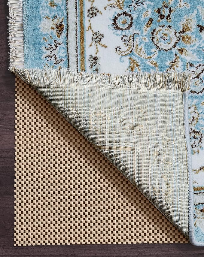 Veken 8x10 Ft Rug Pad Gripper for Hardwood Floors, Non Slip Khaki Rug Pads for Area Rugs, Thick Rug Grippers for Tile Floors, Under Carpet Anti Skid Mat, Keep Your Rugs Safe and in Place