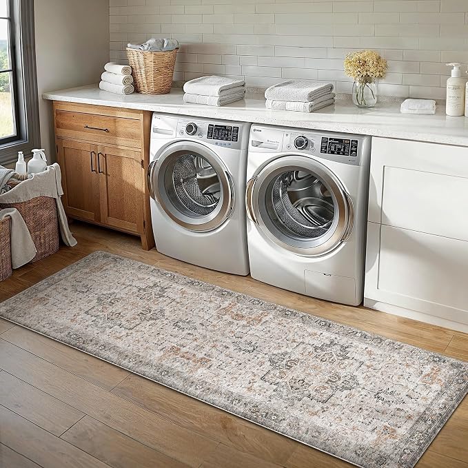GENIMO Kitchen Mats for Floor, Washable Anti Fatigue Mat for Cushioned, 23.6"x71", Waterproof Kitchen Rugs, Non Slip Comfort Standing Mat Rug for Home, Sink, Laundry, LightTaupeBrown