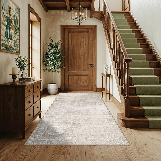 4x6 Living Room Area Rugs: Washable Abstract Non-Slip Small Carpet for Kitchen Bedroom Non-Shedding Floor Mat for Kids Room Office Stain Resistant Low-Pile Rug for Entry Dining Room(4x6,Beige/Cream)