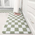 Sage Green Checkered Grid Checkerboard Kitchen Rug Sets [2 PCs], Anti-Fatigue, Waterproof Non-Slip Kitchen Mats Heavy Duty Comfort Foam Rug for Kitchen, Floor, Home,Laundry,17"x29"+17"x47"