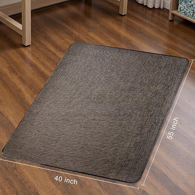 Sycoodeal Office Chair Mat for Hardwood & Tile Floor,Computer Gaming Chair Mat for Rolling Chairs Non-Curve, Anti-Slip, Heavy Duty Floor Protector for Home Office,Dark Coffee (40" x 55")
