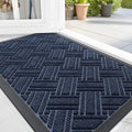 OLANLY Indoor Outdoor Mat, Sturdy Natural Rubber Floor Mat, Non Slip Low Profile Waterproof Doormat, and Stain Front Door Mats, Easy Clean Patio Entrance Mat, 48''x32'', Navy
