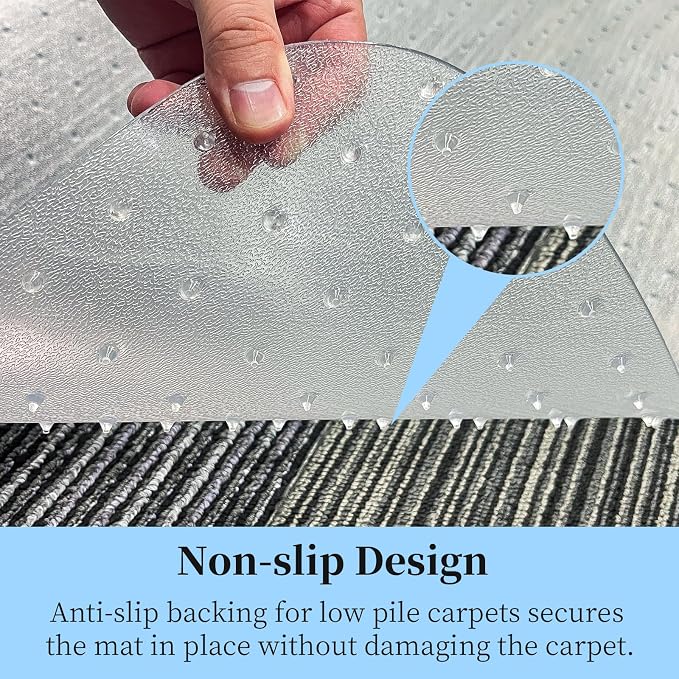 Tonaus Office Chair Mat for Carpet, 48"×60" Transparent Carpet Floor Protector Cover Rug Mat with Non-Slip Studded, 2.2mm Thick Heavy Duty for Home Computer Desk Rolling Chair Carpets Low Pile