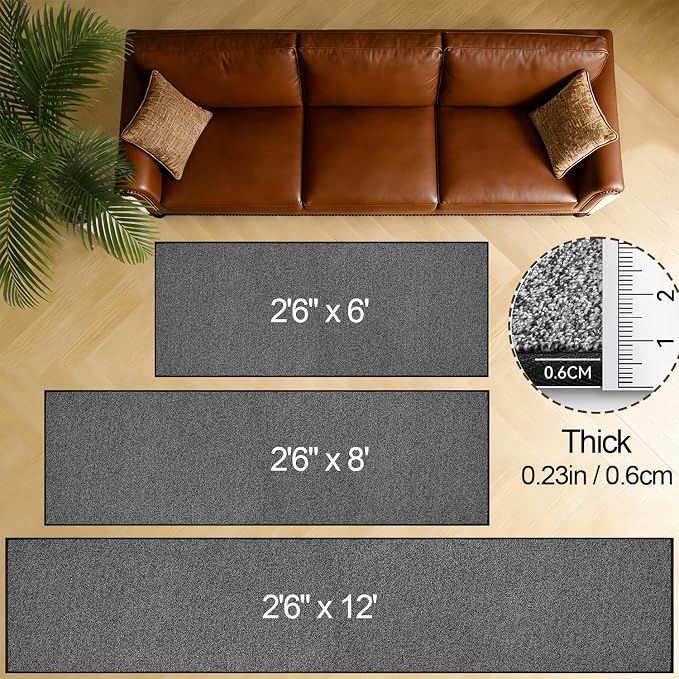 Runner Rug with Non Slip Rubber Backing, Washable Soft Floor Carpet for Kitchen, Hallway, Entryway Indoor, Bedroom, Laundry, Low Pile Area Rugs, Solid Color with Pointillism Style, 2'6“*12' Black