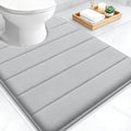 OLANLY Memory Foam Toilet Rugs U Shaped 24x20, Super Soft Absorbent Contour Bath Rugs, Quick Dry, Machine Washable Toilet Mat, Bathmat Floor Carpet, Bathroom Home Decor Accessories, Light Gray