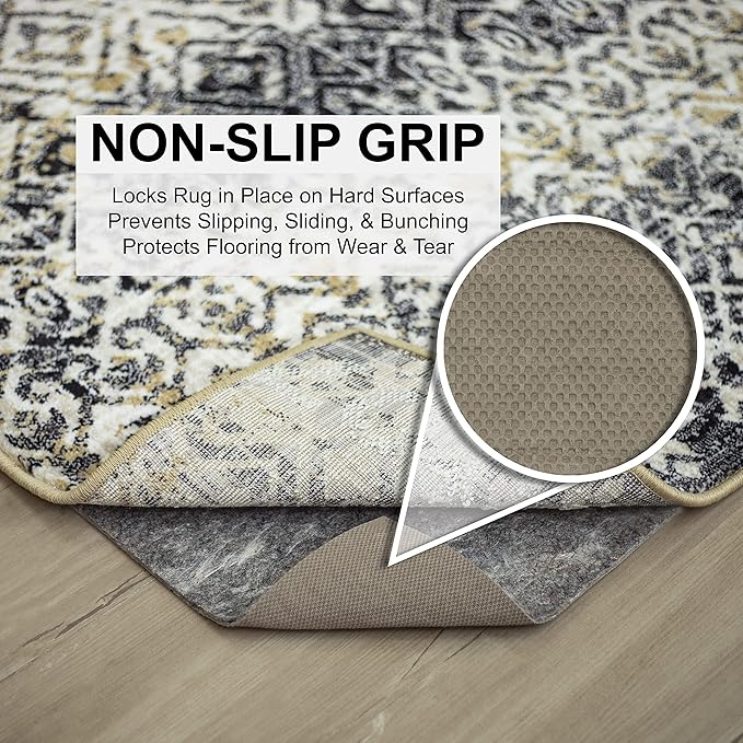 Mohawk Home Non Slip Rug Pad 2' 2" x 10' - 1/2" Thick Felt + Latex Rubber Gripper - Dual Surface Cushion for Hardwood, Carpet, Tile Floors, Made in USA