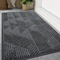 Smiry Front Door Mat Outside Entrance, Heavy Duty Sturdy Natural Rubber Doormat, Trap Dirt and Moisture, Easy Clean Low Profile Mats for Indoor Outdoor Entry, Irregular Triangle (47x32, Grey)
