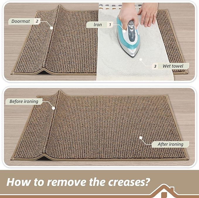 BEQHAUSE Dirt Trapper Door Mat 24" x 60", Non-Slip Washable Doormats Entrance Mat, Dirt Resistant and Absorbent Welcome Mat, Low Profile Floor Mats for Front Back Door and Entryway, Beige