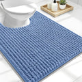 OLANLY Thick Toilet Rugs U-Shaped 24x20, Extra Soft Absorbent Shaggy Chenille Contour Bathroom Rugs for Toilet, Dry Quickly, Machine Washable, Non-Slip Bath Mat, Cornflower Blue