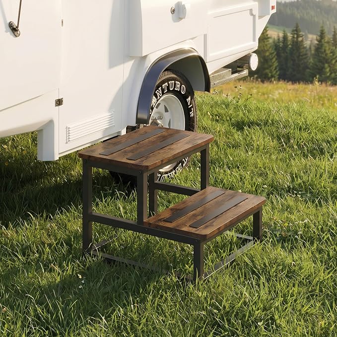2 Tier Step Stools for Adults with Non-Slip Stickers, Heavy Duty Bed Steps for High Beds,Kitchen Step Stool, Step Stool for RV