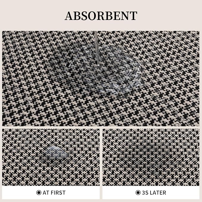 YIHOUSE Thin Bath Mat Black Bathroom Rugs Sets 2 Pieces, Non Slip Absorbent Mats Quick Dry, Woven Rugs Washable, Tapetes para Baño for Bathroom Toliet,Bathtub(17"x24"+17"x47")