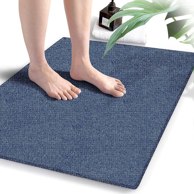 godehone Shower Mats Non Slip Without Suction Cups, PVC Loofah Bathroom Mats, Loofah Mats for Shower and Bathroom, Quick Drying, 23.6× 34.6 Inch, Blue