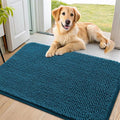 Smiry Dog Door Mat for Muddy Paws 36x24, Absorbent Dirt Trapper, Non-Slip Washable Chenille Entryway Rug for Inside Floor, Atlantic Blue, Classic Solid