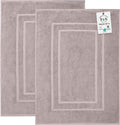 Feather & Stitch 2 Piece Towel Like Bath Mats (30x21 Inch) 100% Cotton Terry Bath Mats, Bathroom Shower Floor Mats [NOT A Bathroom Rug], Soft Absorbent Washable Mats- Taupe