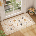 DUKINO 2x4 Runner Rug for Entryway, Animal Dog Print Washable Kitchen Rug with Non Slip, Low Pile Indoor Door Mat Non Shedding Small Carpet Runner for Hallway, Bathroom, Laundry, Bedroom, Beige Yellow