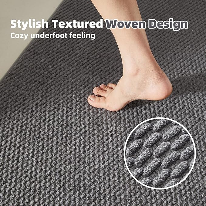 TYUU Toilet Rug, Thin Toilet Rugs U Shaped Washable Non Slip Absorbent Quick Dry Low Pile Toilet Mat, Dark Grey 20"x24" U Shape