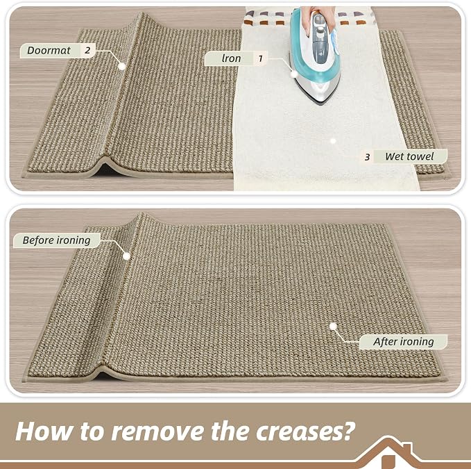 BEQHAUSE Dirt Trapper Door Mat 24" x 36", Non-Slip Washable Doormats Entrance Mat, Dirt Resistant and Absorbent Welcome Mat, Low Profile Floor Mats for Front Back Door and Entryway, Light Beige