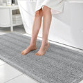 OLANLY Thick Bathroom Runner Rugs 70x24, Absorbent Chenille Striped Bath Rugs, Rubber Backing, Machine Wash, Extra Long Bath Mats for Bathroom Floor, Tub and Shower, Home Decor Accessories, Light Grey