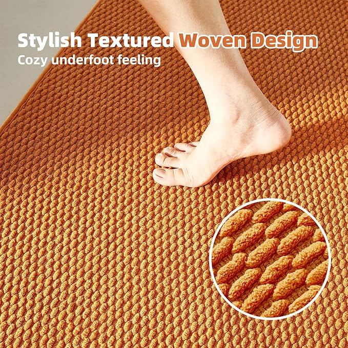 TYUU Toilet Rug, Thin Toilet Rugs U Shaped Washable Non Slip Absorbent Quick Dry Low Pile Toilet Mat, Orange 20"x24" U Shape
