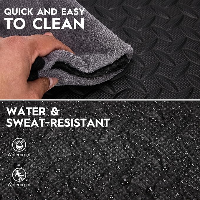 18pcs Puzzle Exercise Mat, 12.6"x12.6"x0.4", 18sqft EVA Interlocking Foam Floor Tiles, Non-Slip, Protective, Water-Resistant Flooring for Home Gym & Workout Equipment