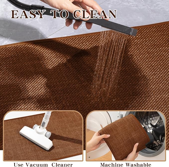 chakme Bathroom Rugs Mat 47x24, Ultra Thin Non Slip Bath Rug Large Quick Dry Absorbent Bath Mat for Bathroom, (Rust, 47"x24")
