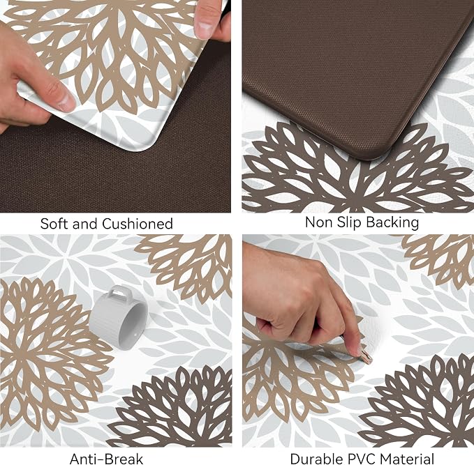 Kitchen Mats Set of 2 Cushioned Anti Fatigue Kitchen Rugs Non Slip Waterproof Kitchen Runner Memory Foam Kitchen Floor Mat Comfort Standing Mat for Sink,Office,Laundry
