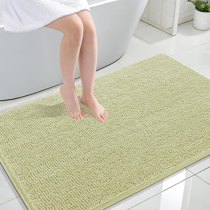 OLANLY Large Bathroom Rugs 44x32, Extra Soft Absorbent Chenille Bath Rugs, Rubber Backing Quick Dry, Machine Washable Bath Mats for Bathroom Floor, Tub and Shower, Home Decor Accessories, Vanilla