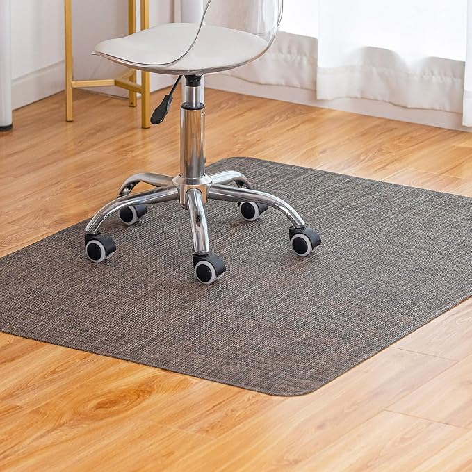 BARoyal Office Chair Mat for Hardwood Floor Under Desk Computer Rolling Chair Mat for Wood/Tile Floor Non-Slip Heavy Duty Desk Rug PVC Plastic Hard Floor Protector 46"x 60" (Dark Walnut)