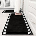 Black Retro Elegance Frame Textured Kitchen Rug Sets [2 PCs], Anti-Fatigue, Waterproof Non-Slip Kitchen Mats Heavy Duty Comfort Foam Rug for Kitchen, Floor, Laundry,17"x29"+17"x47"