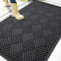 OLANLY Front Door Mat Outside Entrance 47x32, Absorbent, Heavy Duty Sturdy Natural Rubber Doormat Indoor Outdoor, Stain and Fade Resistant, Non-Slip Low Profile Floor Mat for Entryway, Black Diamond