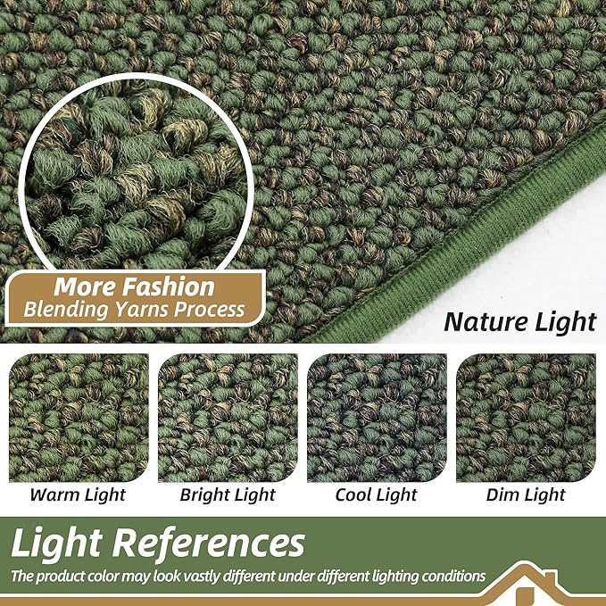 BEQHAUSE Dirt Trapper Door Mat 32" x 48", Non-Slip Washable Doormats Entrance Mat, Dirt Resistant and Absorbent Welcome Mat, Low Profile Floor Mats for Front Back Door and Entryway, Green