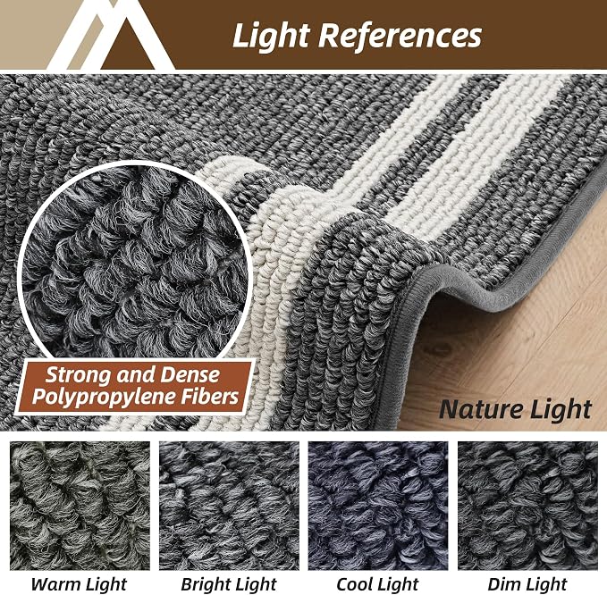 COSY HOMEER Kitchen Rugs Non-Slip 20x30/20x48 Inch Thick Polypropylene Standing Mat for Home Machine Washable, Black Frame