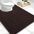 OLANLY Thick Toilet Rugs U-Shaped 24x20, Extra Soft Absorbent Shaggy Chenille Contour Bathroom Rugs for Toilet, Dry Quickly, Machine Washable, Non-Slip Bath Mat, Brown